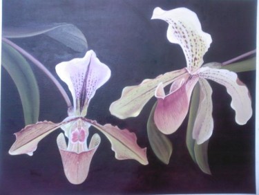 Peinture intitulée "Orchidées" par Mael, Œuvre d'art originale, Huile