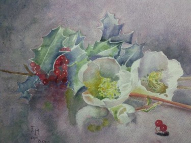 Peinture intitulée "Roses de Noel" par Mael, Œuvre d'art originale, Huile