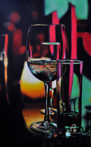 Painting titled "Verres" by Maëlle Valantin, Original Artwork, Acrylic