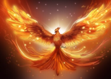 Arts numériques intitulée "Rise of the phoenix" par Maelli, Œuvre d'art originale, Travail numérique 2D