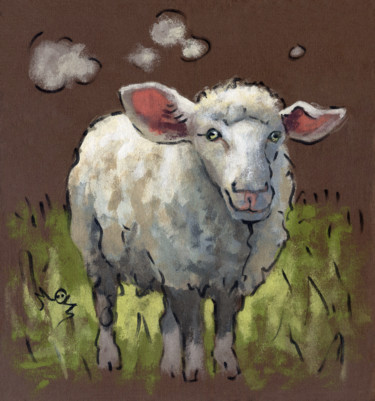 Peinture intitulée "Le Mouton" par Märta Wydler, Œuvre d'art originale, Acrylique