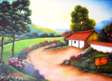 Pintura titulada "PAISAJE SAN NICOLAS" por Maestro Alex Rivera Pintor Colombiano, Obra de arte original