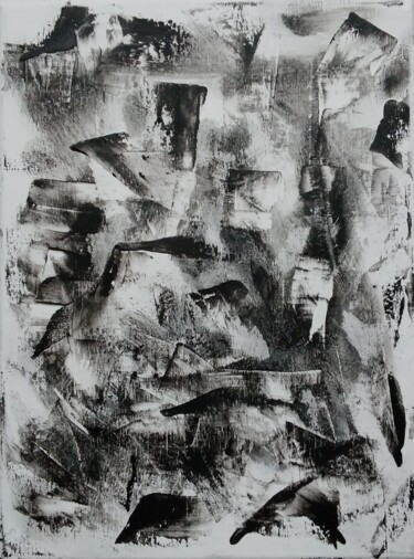 Painting titled "/dés/ordre" by Maeva J., Original Artwork, Charcoal Mounted on Wood Stretcher frame