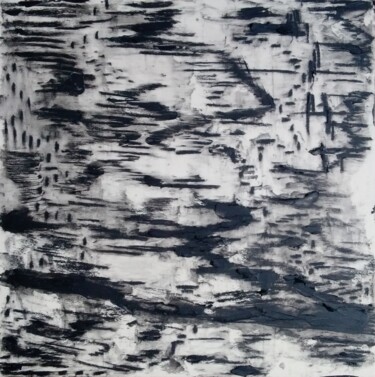 Painting titled "Exodes" by Maeva J., Original Artwork, Charcoal Mounted on Wood Stretcher frame
