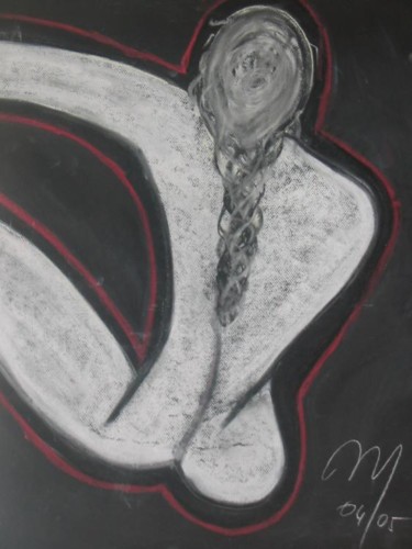 Peinture intitulée "blanc sur noir" par Maevy, Œuvre d'art originale, Huile