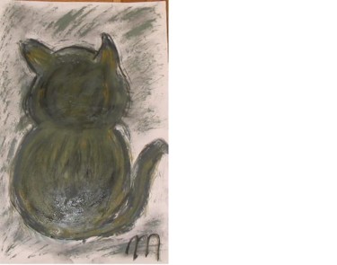 Painting titled "chat gourmand" by Maevy, Original Artwork