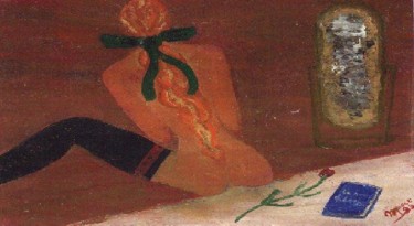 Painting titled "femme au miroir" by Maevy, Original Artwork, Oil