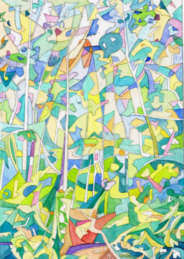 Pittura intitolato "Aquarelle forêt" da Gilbert Foing, Opera d'arte originale, Acquarello