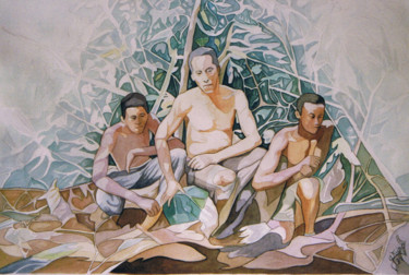 Malarstwo zatytułowany „Le vin de palme” autorstwa Gilbert Foing, Oryginalna praca, Akwarela