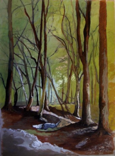 Painting titled "Forêt gouache" by Gilbert Foing, Original Artwork