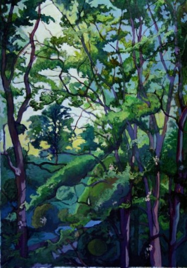 Painting titled "Forêt gouache 2" by Gilbert Foing, Original Artwork