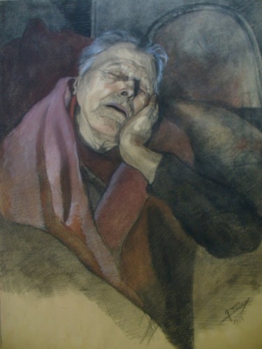 Drawing titled "Le repos" by Gilbert Foing, Original Artwork