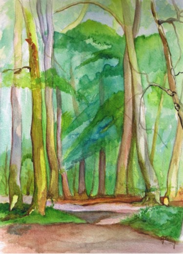 Painting titled "Forêt" by Gilbert Foing, Original Artwork, Oil