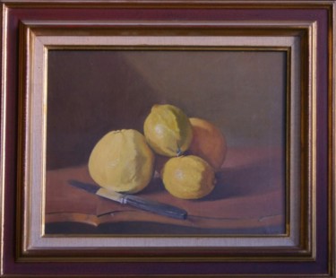 Painting titled "nature morte aux ci…" by Gilbert Foing, Original Artwork, Oil