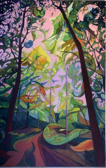 Peinture intitulée "Allée en forêt" par Gilbert Foing, Œuvre d'art originale, Huile