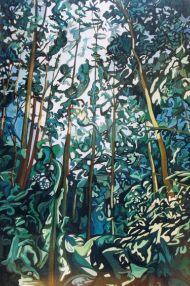 Painting titled "Forêt mystique" by Gilbert Foing, Original Artwork, Oil