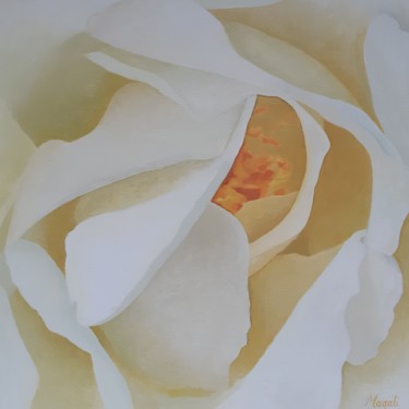 Картина под названием "Au coeur d'une rose" - Magali Augris, Подлинное произведение искусства, Акрил Установлен на Деревянна…