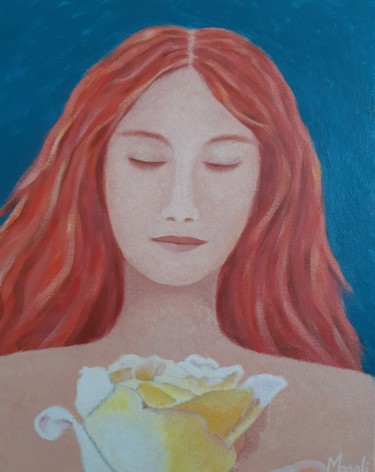 Peinture intitulée "Parfum de rose" par Magali Augris, Œuvre d'art originale, Acrylique Monté sur Châssis en bois