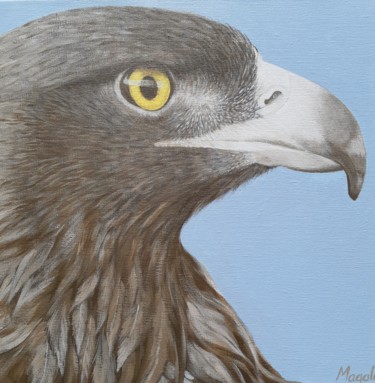 Painting titled "Aigle" by Magali Augris, Original Artwork, Acrylic Mounted on Wood Stretcher frame