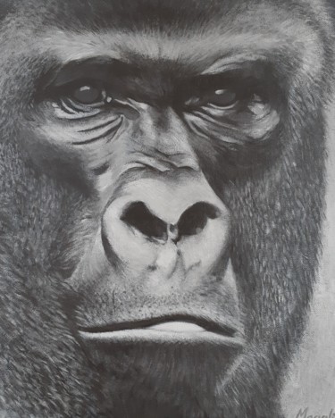 Pintura intitulada "Gorille" por Magali Augris, Obras de arte originais, Acrílico Montado em Armação em madeira