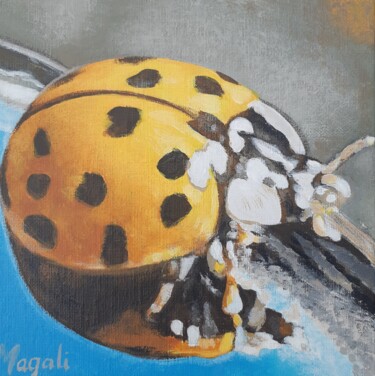 Painting titled "coccinelle" by Magali Augris, Original Artwork, Acrylic Mounted on Wood Stretcher frame