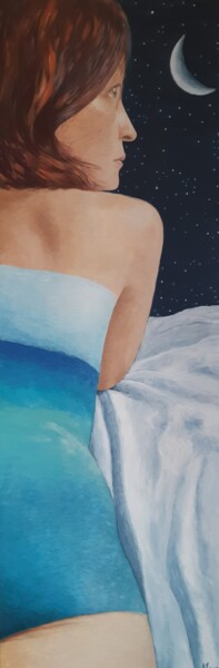 Pintura intitulada "Femme lunaire" por Magali Augris, Obras de arte originais, Acrílico Montado em Armação em madeira