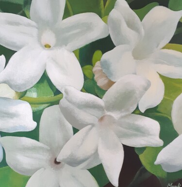 Painting titled "Jasmin" by Magali Augris, Original Artwork, Acrylic Mounted on Wood Stretcher frame