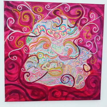 Malarstwo zatytułowany „Medusa” autorstwa Magali Chemla, Oryginalna praca, Akryl Zamontowany na Drewniana rama noszy