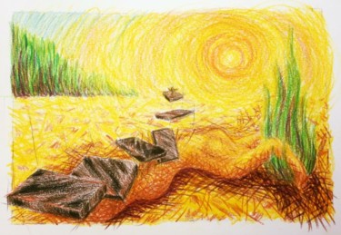 Drawing titled "Voyages" by Magali Doche (Magali Créative), Original Artwork