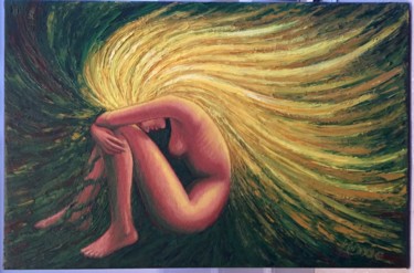 Painting titled "RÊVE" by Magali Doche (Magali Créative), Original Artwork, Oil Mounted on Wood Stretcher frame