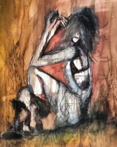Peinture intitulée "Les mauvaises herbes" par Magali Lanies (Amani Lizah Glaise), Œuvre d'art originale, Encre