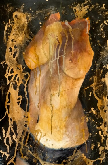 Peinture intitulée "Feux d'Artifices" par Magali Lanies (Amani Lizah Glaise), Œuvre d'art originale, Encre