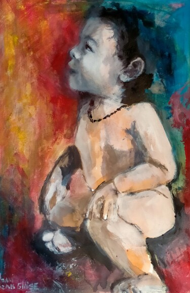 Painting titled "Emerveillé" by Magali Lanies (Amani Lizah Glaise), Original Artwork, Acrylic