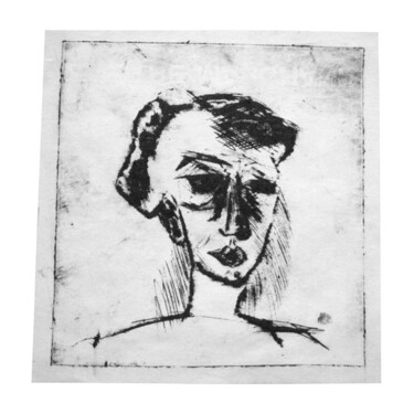 Dessin intitulée "Femme au chignon-Gr…" par Magali Lechevallier, Œuvre d'art originale