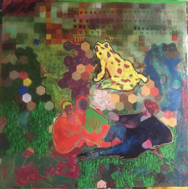 Peinture intitulée "LFDG 11, la grenoui…" par Marcelle Delacité, Œuvre d'art originale, Pigments