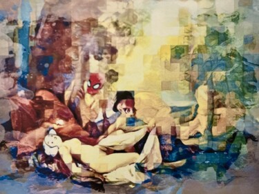 Estampas & grabados titulada "Sénus et Vatyres" por Marcelle Delacité, Obra de arte original, Pintura Digital