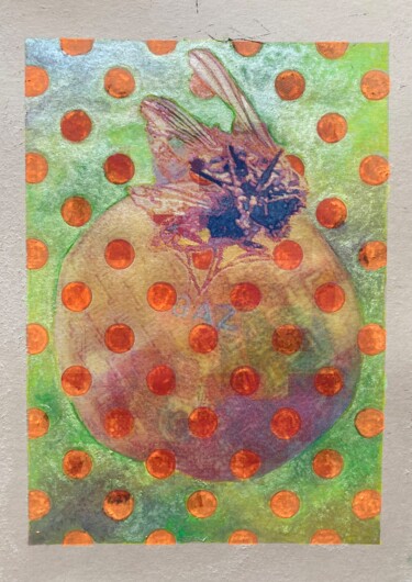 Schilderij getiteld "Agenten orange und…" door Marcelle Delacité, Origineel Kunstwerk, Aquarel