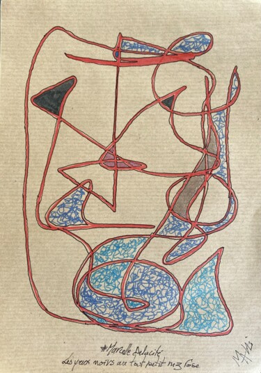 Desenho intitulada "Abstraction tremblé…" por Marcelle Delacité, Obras de arte originais, Tinta