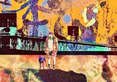 Digitale Kunst mit dem Titel "A dog lover in China" von Marcelle Delacité, Original-Kunstwerk, Digitale Malerei