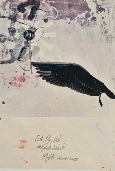 Painting titled "Eat, fly, hit" by Marcelle Delacité, Original Artwork, Watercolor