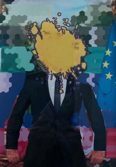 Malerei mit dem Titel "Yellow Splatch" von Marcelle Delacité, Original-Kunstwerk, Digitale Malerei Auf Andere starre Platte…