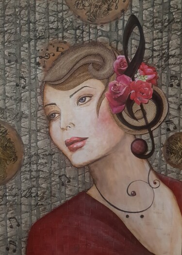 Collagen mit dem Titel "Mathilde" von Magali Miro, Original-Kunstwerk, Collagen