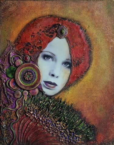 Коллажи под названием "SOPHIS" - Magali Miro, Подлинное произведение искусства, Акрил Установлен на Деревянная рама для носи…