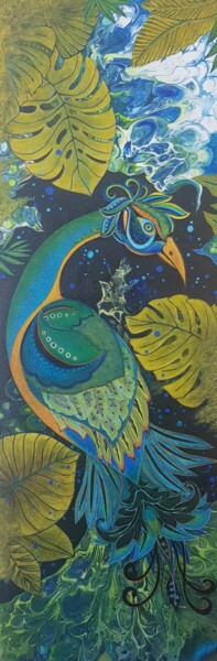 Malerei mit dem Titel "OISEAU FANTASTIQUE" von Magali Miro, Original-Kunstwerk, Acryl Auf Keilrahmen aus Holz montiert