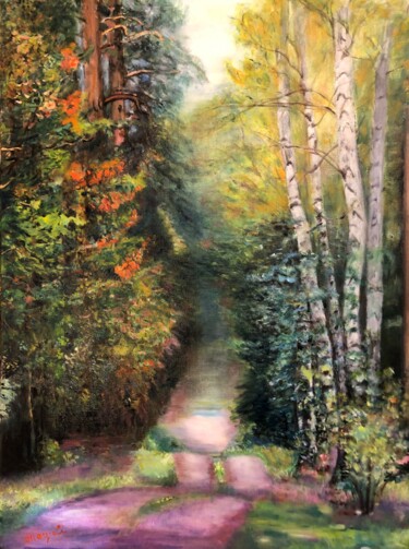 Peinture intitulée "SOUS BOIS" par Magali Palatan, Œuvre d'art originale, Huile Monté sur Châssis en bois