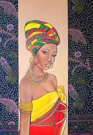 Malarstwo zatytułowany „Portrait d'Afrique” autorstwa Magali Rousseau, Oryginalna praca