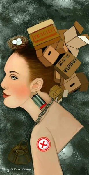 Arts numériques intitulée "Les caisses" par Magali Rousseau, Œuvre d'art originale, Peinture numérique