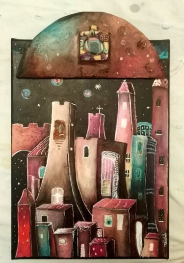 Painting titled "Nuits colorées" by Magali Trivino, Original Artwork, Acrylic