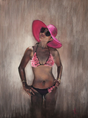 Peinture intitulée "Pink Lady" par Magali Chami, Œuvre d'art originale, Pastel
