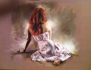 Pintura titulada "la sirène" por Magali Chami, Obra de arte original, Pastel